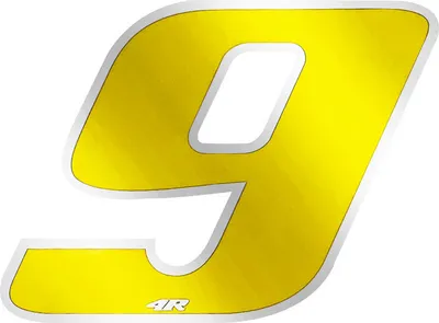 Obrázek produktu pro Nálepka závodní číslo pro motocykl "9" žlutá 100 x 130 mm