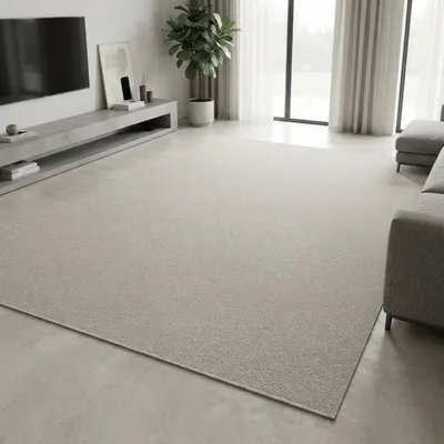 Produktbild von TapisTrend Designerteppich Creme 200x290 cm Moderner, schlichter Wollteppich mit natürlicher Weboptik für Wohnzimmer, Schlafzimmer und Esszimmer
