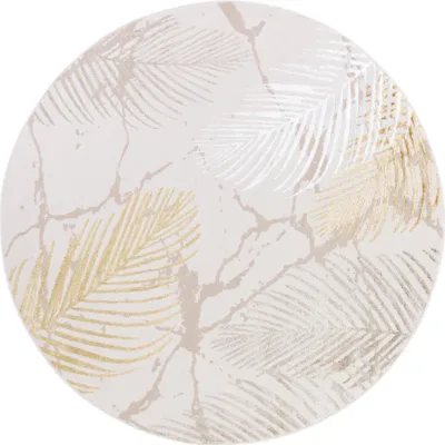 Produktbild von Tapiso Teppich CRYSTAL Rund Braun Creme Wohnzimmer Schlafzimmer 160 x 160 cm