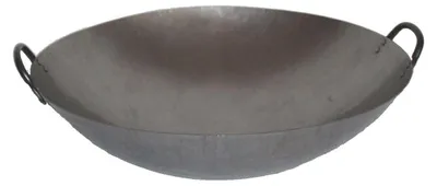 Produktbild von Wok Pfanne 45 cm Ø runder Boden 2 Henkel China Gastronomie Gasherd Kohlenstoffstahl, AAF Nommel®