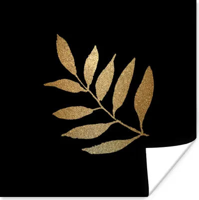 Produktbild von MuchoWow® Poster Gold - Äste - Blatt 100x100 cm - Babyzimmer