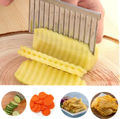 Produktbild von Kartoffel-Wellenmesser Crinkle Cutter Welliger Chopper Pommes Frites Slicer Gemuesesalat Hackmesser Edelstahl Welliger Slicer Welliger Gemueseschneider