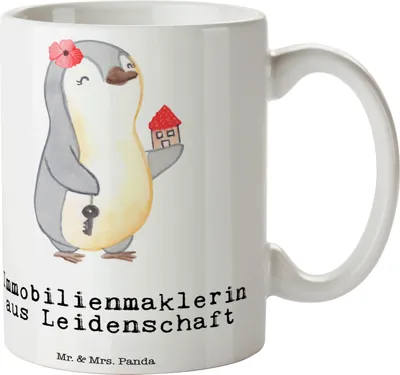 Produktbild von Mr. & Mrs. Panda Becher Immobilienmaklerin Leidenschaft - Weiß - Geschenk, Kaffeetasse, Immobilienkauffrau, Trinkbecher, Ausbildung, Spruch, Kaffeebecher, haferl, Witzig