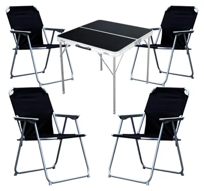Produktbild von 5-teiliges Campingmöbel Set Alu L80xB80xH70cm schwarz