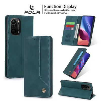 Immagine prodotto di Custodia in Finto cuoio retrò per Xiaomi Poco F3 custodia design portafoglio con porta carte e supporto blu