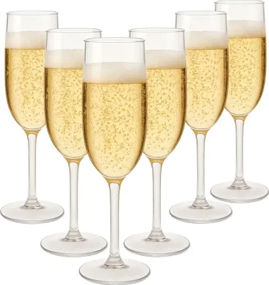 Produktbild von "OTIX Kunststoff Champagnergläser 6 Stück Champagnerflöte Strand Campinggeschirr 165ML Gläser OCEANI"