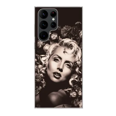 Produktbild von MuchoWow® Handyhülle Schutzhülle Hülle für Samsung Galaxy S22 Ultra Frau - Blumen - Schmetterling Silikon Softcase Handy Hülle - Abbildung