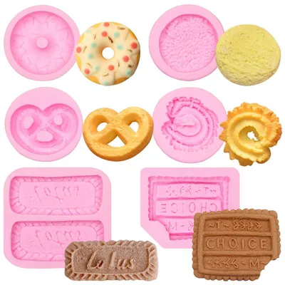 Obrázok produktu pre Silikónové formy na sušienky, donuty a čokoládu, ružové, sada 7 kusov