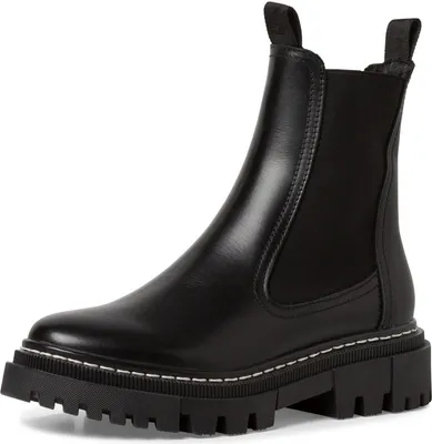 Produktbild von Tamaris damskie buty za kostkę skórzane buty chelsea o czystym wyglądzie profilowana podeszwa 1-25491-41, rozmiar:40 EU, kolor:Czarny