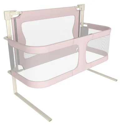 Produktbild von Babybett - Beistellbett 120x50 cm - Elternbett Beistellgitter - Rausfallschutz Alternative - Metallgestell - Rosa