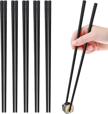 Produktbild von Essstäbchen 5 Paar Essstäbchen, spülmaschinenfest, Sushi-Stäbchen, chinesische Essstäbchen, 24 cm, wiederverwendbar, rutschfest