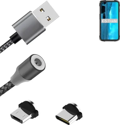Produktbild von K-S-Trade Hochwertiges Magnet-Lade-kabel Sync-Kabel Daten-Kabel für Cubot KingKong 7 mit USB-Typ-C-Anschluss und Micro-USB-Anschluss 2A bis zu