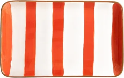 Produktbild von HOMLA TORRIT Teller mit orangefarbenen Streifen 19x12 cm