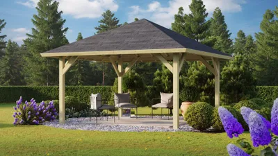 Produktbild von Pavillon Holz Gartenpavillon Gartenlaube Holm 1 kesseldruckimprägniert 359x359x315 cm
