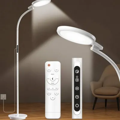 Produktbild von 3-in-1 Tageslichtlampe, SAD Sonnenlicht Lampe, Stehlampe mit Fernbedienung, Touch Control, flexibler Schwanenhals, ideal für Lesen und Büro