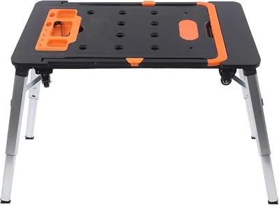 Produktbild von 7-in-1 Universal-Werkbank,Multifunktions-Arbeitsplattform,Tragbare Werkbank Mobil Höhenverstellbar 52-78 cm,Klappbar,mit Werkzeugablage und Universalrädern(Schwarz)