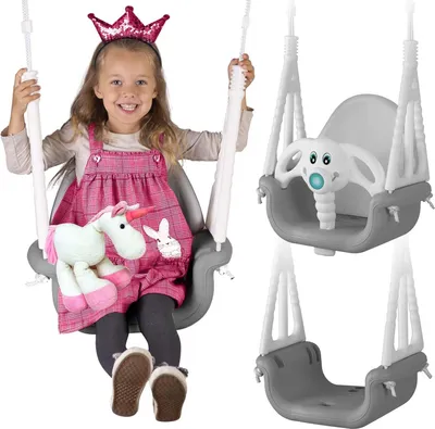 Produktbild von Ricokids Elephant 3in1 Eimerschaukel, grau und weiß