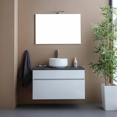 Immagine prodotto di Mobile bagno sottolavabo 90cm bianco con top antracite | Sole