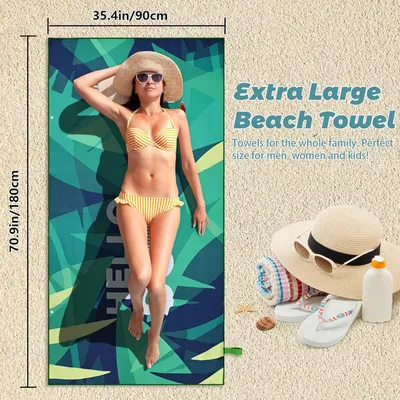 Produktbild von Famanu Strandhandtuch extra groß 180 x 90 cm - Sneldrogend, sandfrei und kompakt