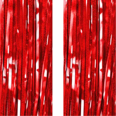 Rote Hintergrundgirlanden, 2 Stück, 1 m x 2 m, metallisch