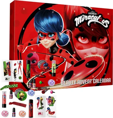 Produktbild von Miraculous - Marinette's Favorits Beauty Advent Calendar, Adventskalender mit Make Up und Kosmetik Produkten, Weihnachtskalender mit Lady Bug und Cat