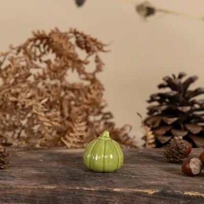 Produktbild von Skandinavischer Tranebo Keramikkürbis für Herbstdekoration, grün, klein