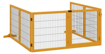 Image de Barrière de sécurité pour chiens - 6 panneaux, pliables | Couleur : Jaune | Dimensions : 36 x 432 x 70 cm