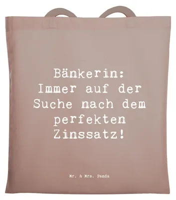 Produktbild von Mr. & Mrs. Panda Schultasche Spruch Bänkerin Zinssatz - Braun Pastell - Geschenk, Berufsliebe, Finanzexpertin, dokumententasche, Shopping Tasche, Handarbeit, Berufsalltag