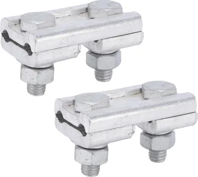 Produktbild von 2 Stück Parallelnutklemmen aus stranggepresster Aluminiumlegierung mit 2 Schrauben, Parallelnutklemmen-Drahtverbinder für 16-25 mm2 Drähte