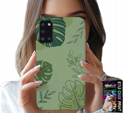 Image de Étui Pour Samsung Galaxy A31 - Vert Feuilles Motif Floral Dos