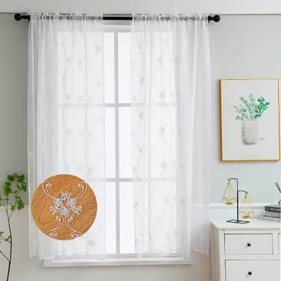 Voile Gardinen 2 Paneele 132x183 cm Stangendurchzug