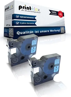 Produktbild von 2x Kompatible Schriftbänder für Dymo D1 45016 Labelmanager 280 Labelmanager 300 Labelmanager 350 Labelmanager 350 D S0720540 12mmx7m Kassetten Patronen - Office Line Serie