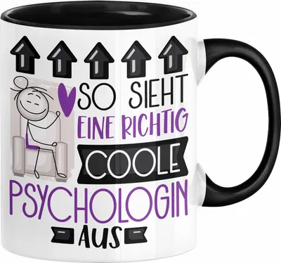 Produktbild von Psychologin Geschenk Tasse Geschenkidee für Psychologin Geburtstag Weihnachten Spruch So Sieht Eine Richtig Coole Psychologin Aus Kaffee-Becher  (Schwarz)