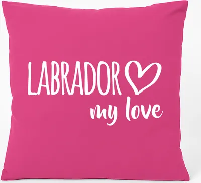 Produktbild von Huuraa Kissen Labrador my love 40x40cm mit Füllung Fuchsia Baumwolle Dekokissen Geschenkidee