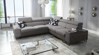 Produktbild von Kaiser Möbel L-förmiges Ecksofa mit Schlaffunktion MELODY III,Tauro/Freya Graphit/Dunkelgrau Rechts
