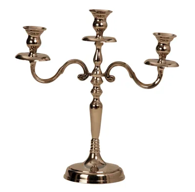 Produktbild von Moderner Kerzenständer Kerzenleuchter 3-armig aus Metall in silber Höhe 31 cm