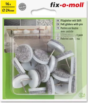 Produktbild von Filzgleiter mit Stift rund 24mm Sparpack weiß fix-o-moll