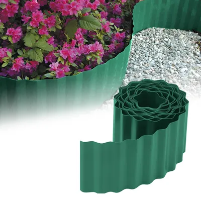 Produktbild von GARDENIX Rasenkante Kunststoff 9m, Höhe 25 cm - Beeteinfassung Gewellte für Blumenbeet - Beetumrandung Kunststoff Grün, Beetbegrenzung, Flexibel