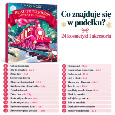 Zdjęcie produktu dla Kalendarz Adwentowy Kosmetyczny Max&More 24 Kosmetyki Makijaż Prezent 2026