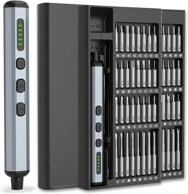 Produktbild von Mini Elektrische Handbohrmaschine - Präzise Schraubendrehmaschinen Set - Präzise Reparatur - 68-teilig - USB-C Aufladen - Schwarz