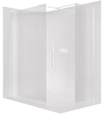 Produktbild von Duschabtrennung Walk-in Onyx T, links/rechts - 8 mm - rechteckiger Stützprofil - weiß, matt, gerilltes Glas - 120x90x200 cm