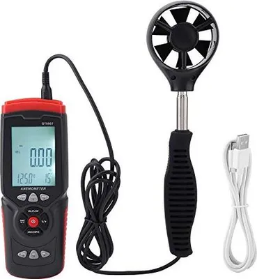 Produktbild von Windgeschwindigkeitsmesser, Anemometer, GT8907 präzises digitales USB -Multifunktionstemperaturluftstrom -Messgerät Backbeleuchtung LCD -Anzeige