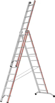Produktbild von Hymer Stufenmehrzweckleiter mit Wandlaufrollen 3x10 Sprossen/Stufen