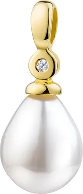 Produktbild von 585er Gold Anhänger mit Süßwasserperle und Diamant für Damen