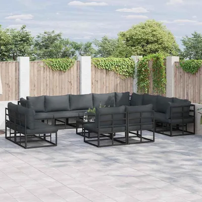 Produktbild von Maison Exclusive - Gartensofa-set mit Kissen 12 pcs Schwarz Aluminium