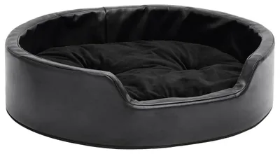 Produktbild von vidaXL Hundebett Schwarz 69x59x19 cm Plüsch und Kunstleder