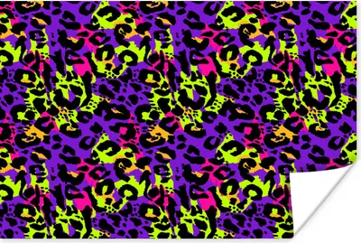 Produktbild von MuchoWow® Poster Pantherdruck - Neon - Lila - Gelb 30x20 cm - Plakate - Print
