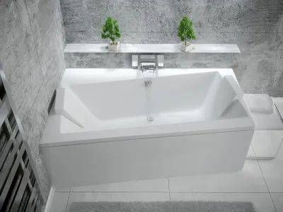 Produktbild von Badewanne INFINITY 150x90 mit Füßen , mit Siphon und Schürze linke