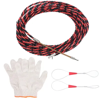Immagine prodotto di Dispositivo elettrico per l'inserimento di fili, testa piatta, strumento per elettricisti per l'inserimento di cavi, estrattore manuale per cavi con guanti, fascette per cavi, 20 metri