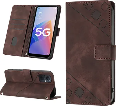 Produktbild von Hülle für OnePlus Nord N20 5G/Oppo Reno8 Z Prägung Flip Leder Brieftasche Schutzhülle mit Ständer Braun